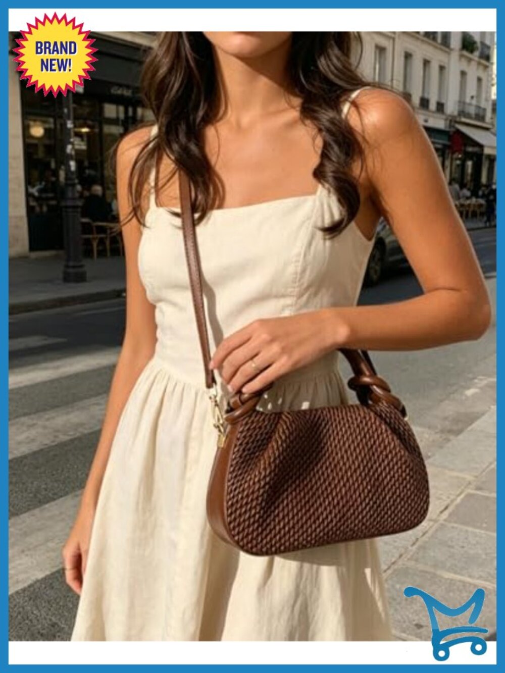 PU Leather Mini Crossbody Bag with Top Handle - Adjustable Shoulder Strap - Picture 2 of 5